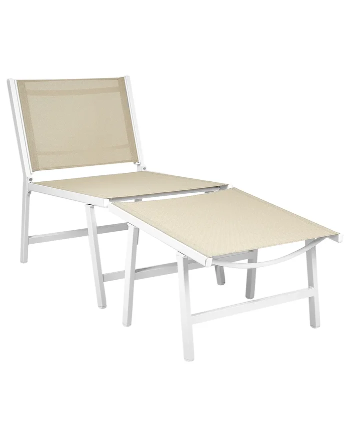 Silla de jardín MARCEDDI con reposapiés Metal Blanco/Beige