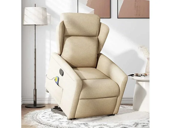 Silla de masaje reclinable de pie de tela color crema SHL5915