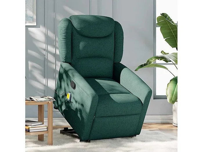 Silla de masaje reclinable de pie de tela verde oscura SHL8813