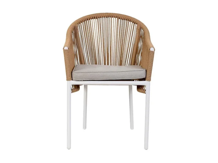 Silla de ratan sintético beige 57x63x84.5