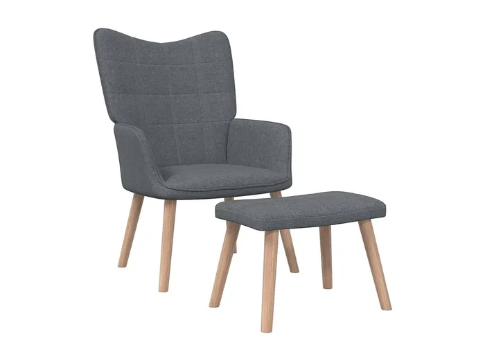 Silla de relajación con reposapiés de tela gris oscuro ES25766