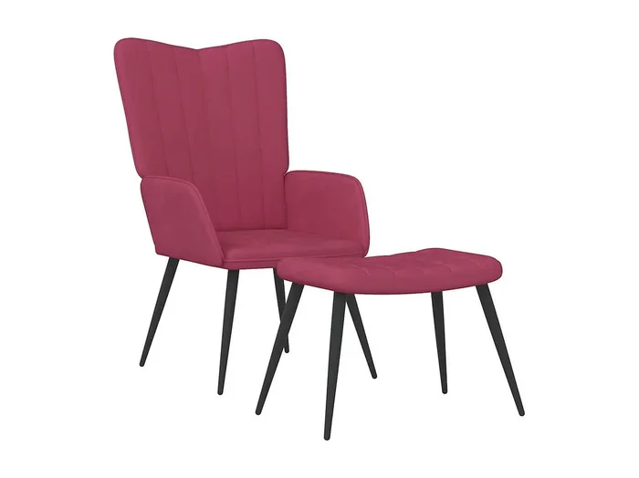 Silla de relajación con reposapiés terciopelo rojo tinto