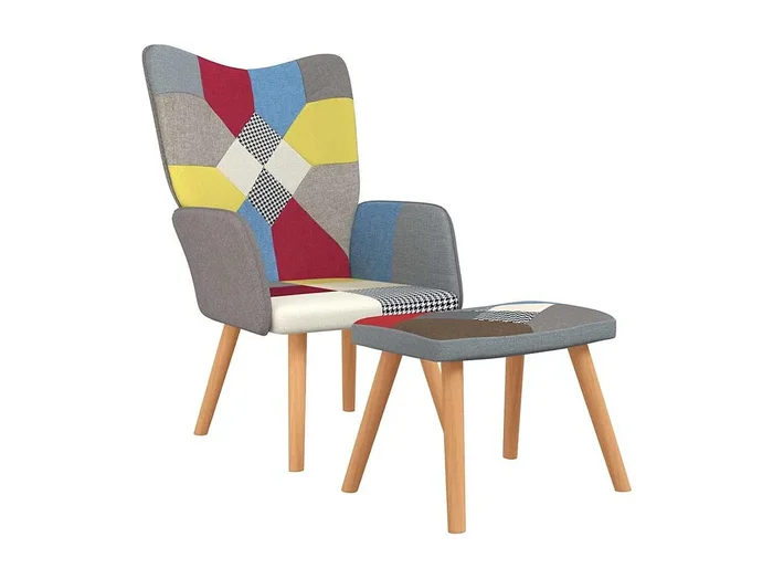 Silla de relajación Sillón de relax con reposapiés tela patchwork SHL2844