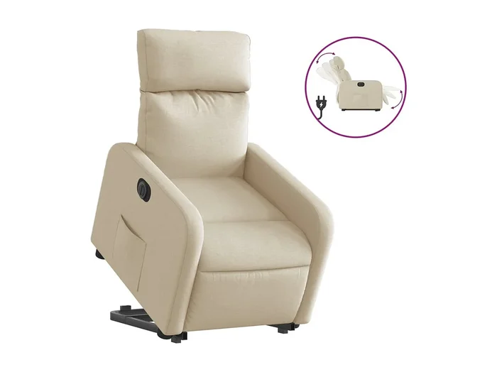 Silla de relax Sillón eléctrico reclinable elevable de tela color crema SHL9508