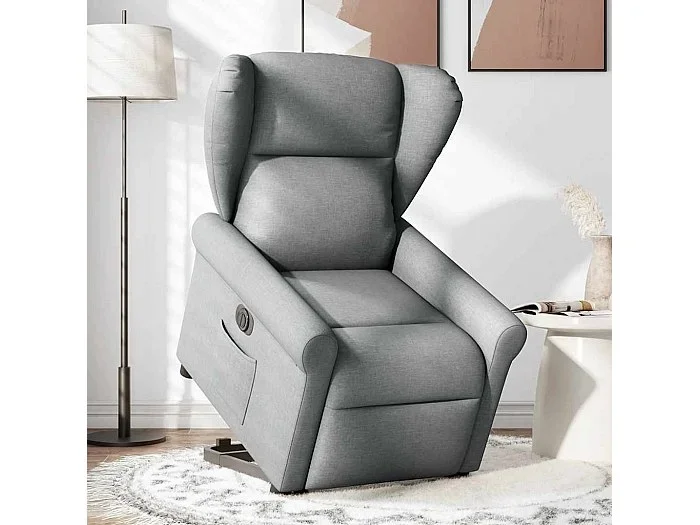 Silla de relax Sillón eléctrico reclinable elevable de tela gris claro SHL8759
