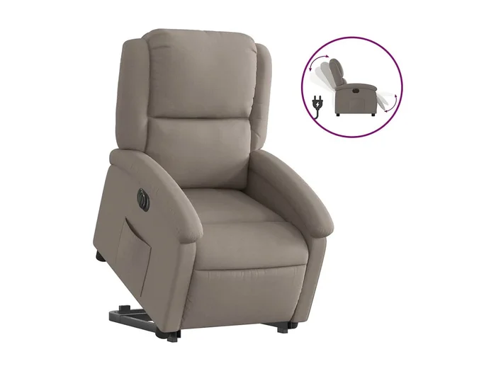 Silla de relax Sillón eléctrico reclinable elevable de tela gris taupe SHL2248