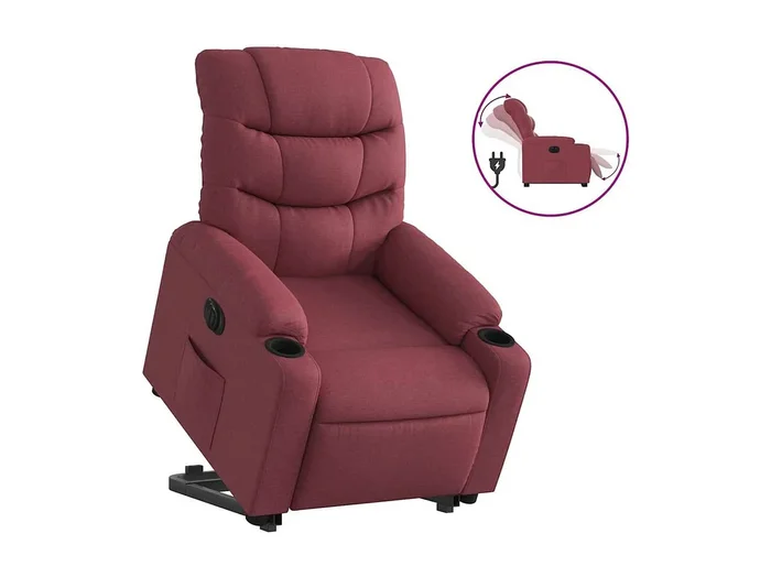 Silla de relax Sillón eléctrico reclinable elevable de tela rojo tinto SHL7826