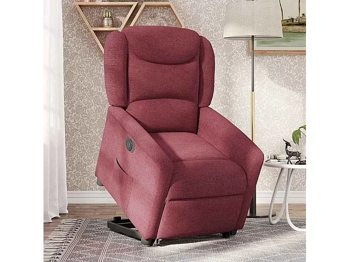Silla de relax Sillón eléctrico reclinable elevable de tela rojo tinto SHL7947