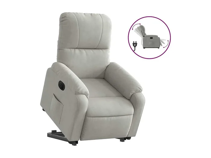 Silla de relax Sillón eléctrico reclinable elevable tela microfibra gris claro SHL2102