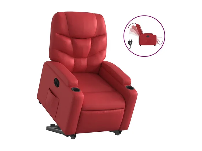 Silla de relax Sillón elevable eléctrico cuero artificial rojo SHL5341