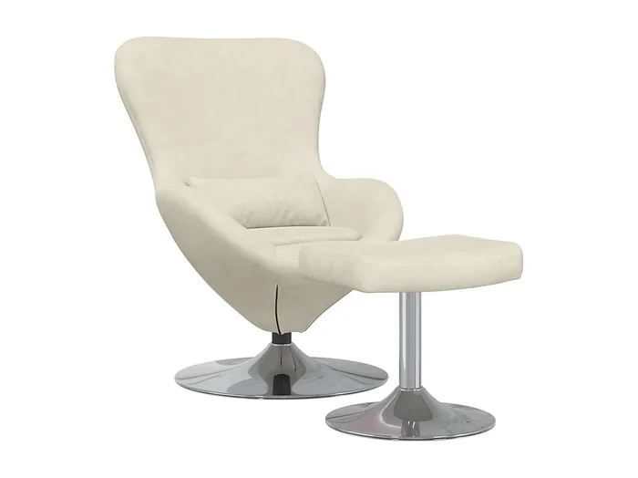 Silla de relax Sillón Huevo con Puff Crema 63x73x90 cm Terciopelo SHL8609
