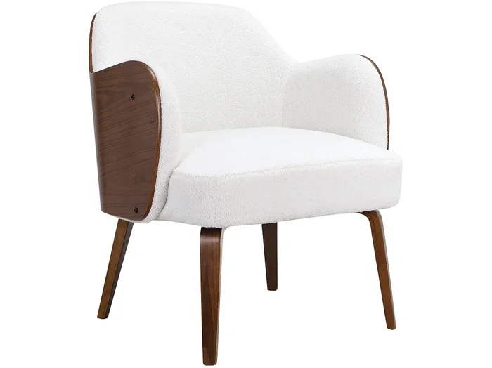 Silla decorativa tapizada en dolly teddy hueso