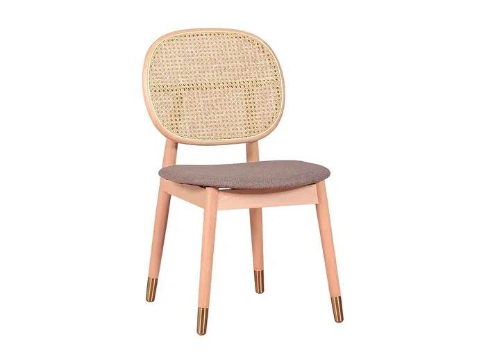 Silla en madera de haya y ratán natural con cojín de algodón – Marsh – Haya natural