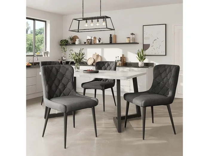 Silla ergonómica de terciopelo con patas de metal, estilo moderno para comedor 50×45×86cm Juego de 4