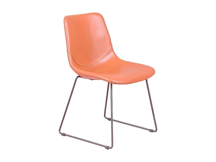 Silla industrial vintage tapizada en Polipiel – City – Naranja