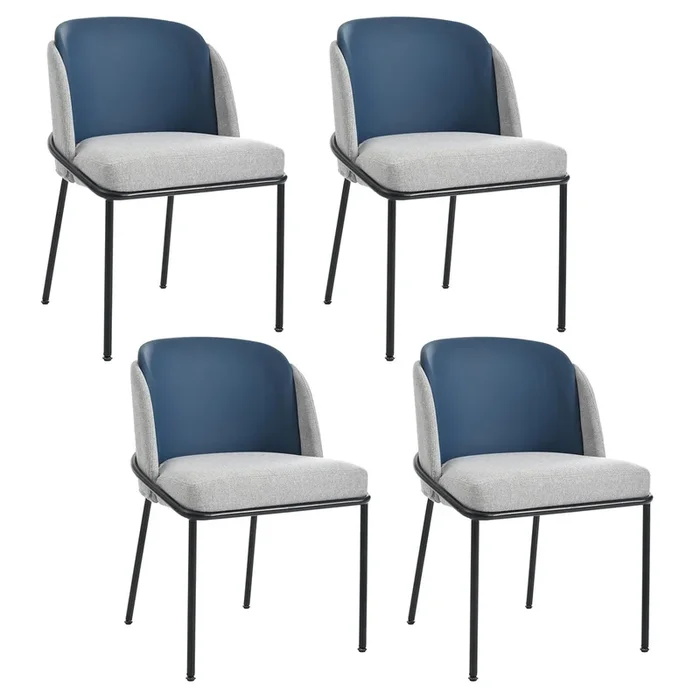 Silla moderna 4 piezas – con patas inclinadas y pies ajustables – Gris+Marino