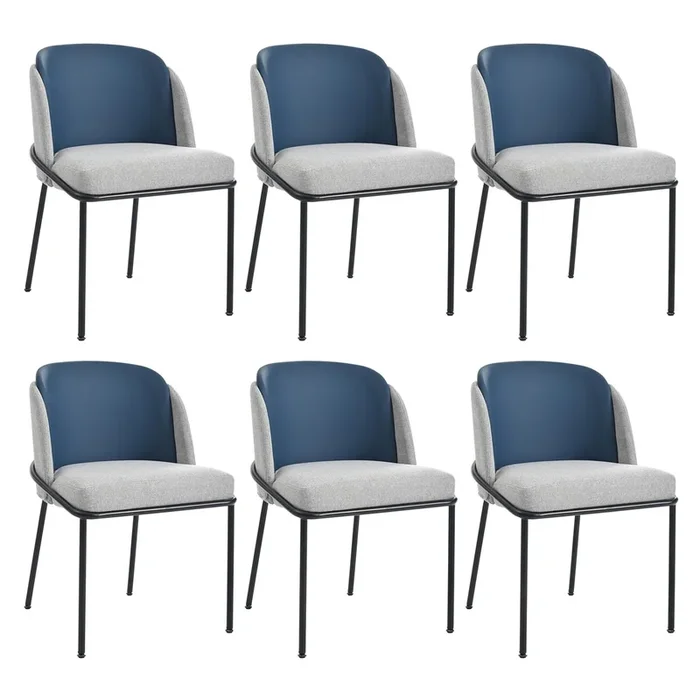 Silla moderna 6 piezas – con patas inclinadas y pies ajustables – Gris+Marino