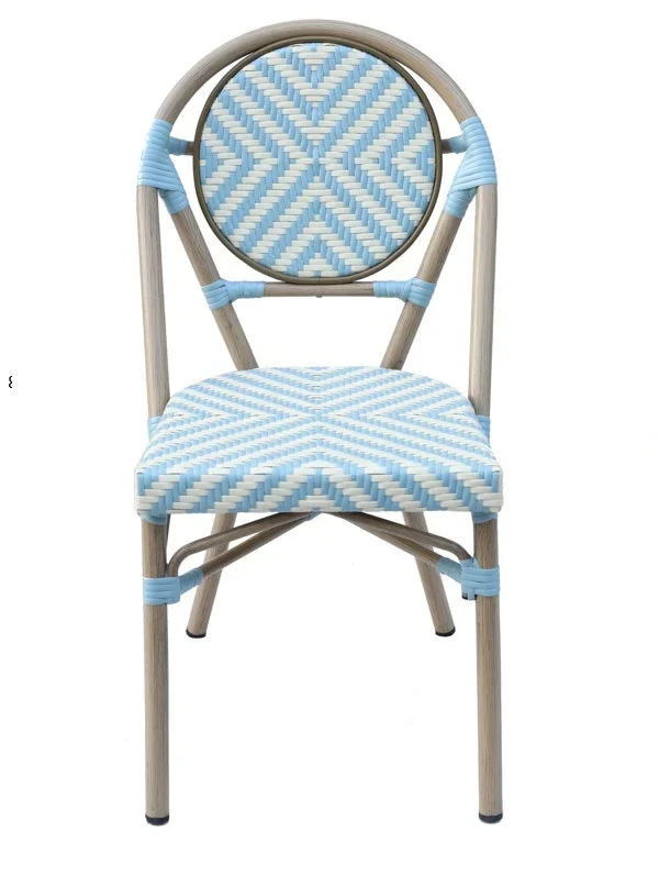 Silla parisina bistró azul y beige Paris Vintahome