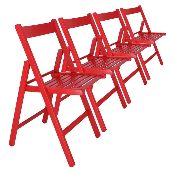 Silla plegable BAS rojo de dimensiones 43x47x79 cm