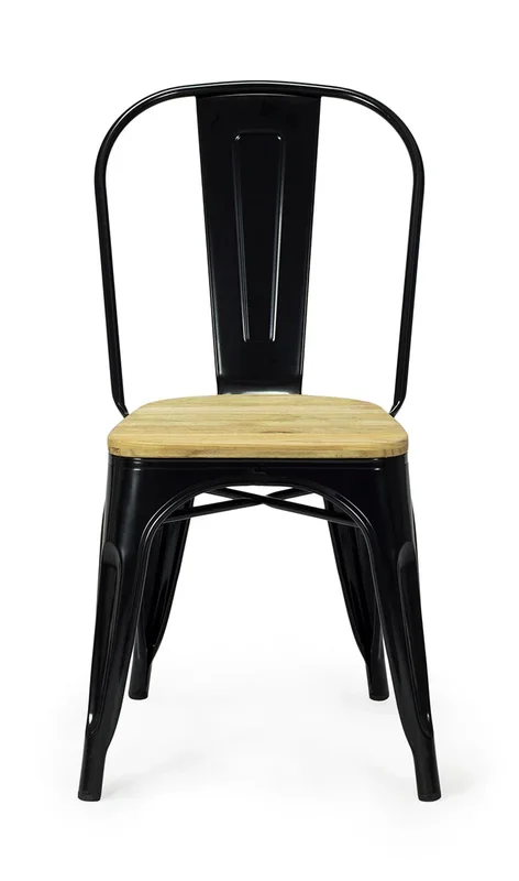 Silla Tolux acero negro brillo madera clara Vintahome