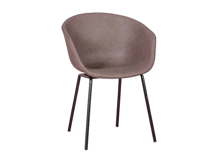 Silla vintage con reposabrzos tapizada en polipiel encerado – Denver – Marrón