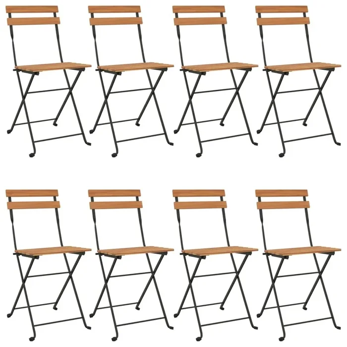 Sillas cafeteria plegables 8 unidades acero y madera maciza de teca