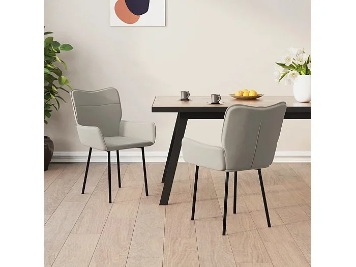 Sillas de comedor 2 unidades terciopelo gris claro
