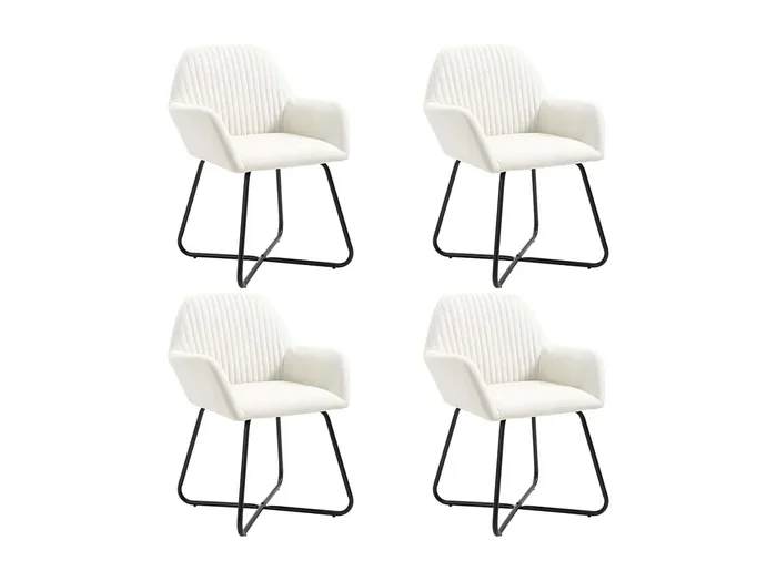 Sillas de comedor 4 unidades tela color crema