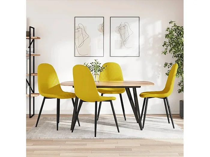 Sillas de comedor 4 unidades terciopelo amarillo mostaza