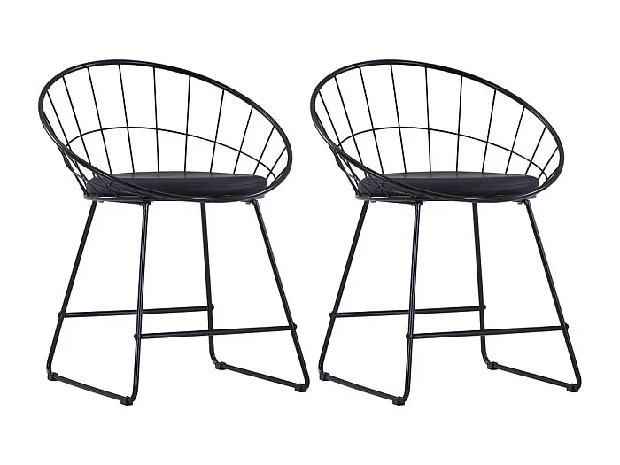 Sillas de comedor asientos de cuero sintético 2 unidades acero negro