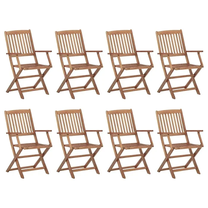 Sillas de exterior plegables 8 unidades madera maciza acacia