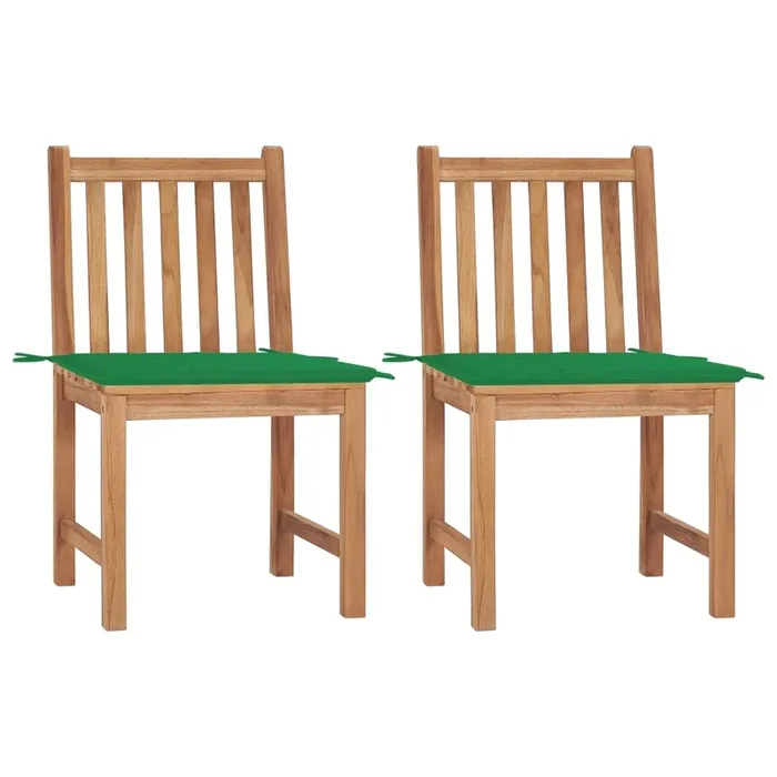 Sillas de jardin 2 unidades madera maciza de teca con cojines