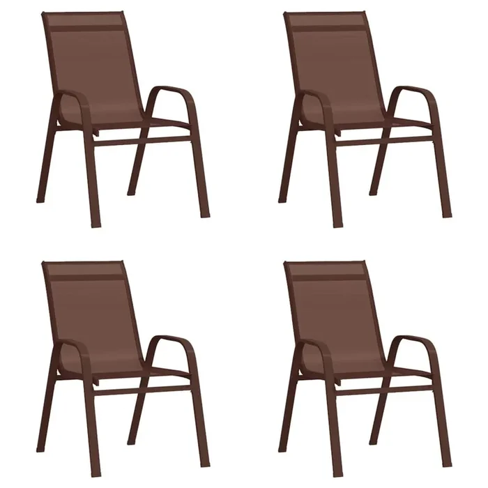 Sillas de jardin apilables 4 unidades textilene marrón