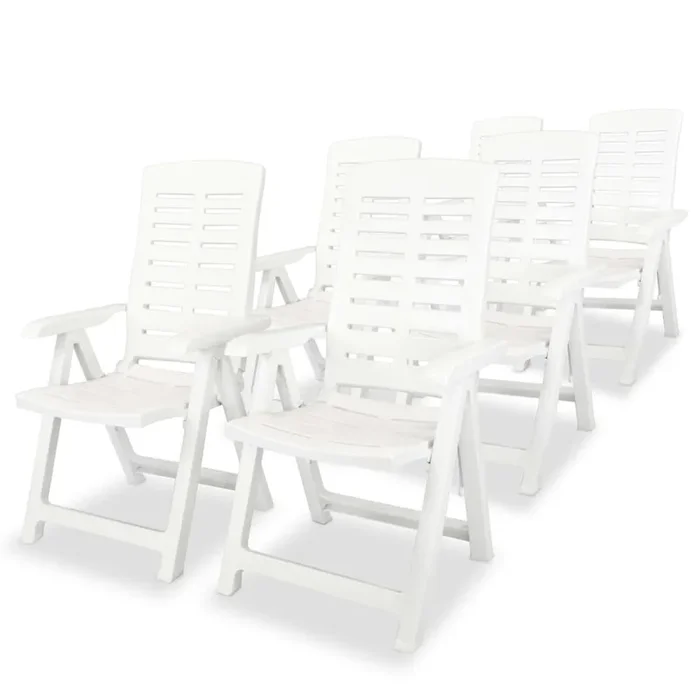 Sillas de jardin reclinables 6 unidades plástico blanco