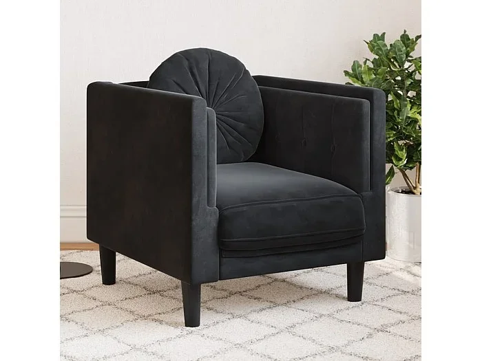 Sillón con cojín terciopelo negro