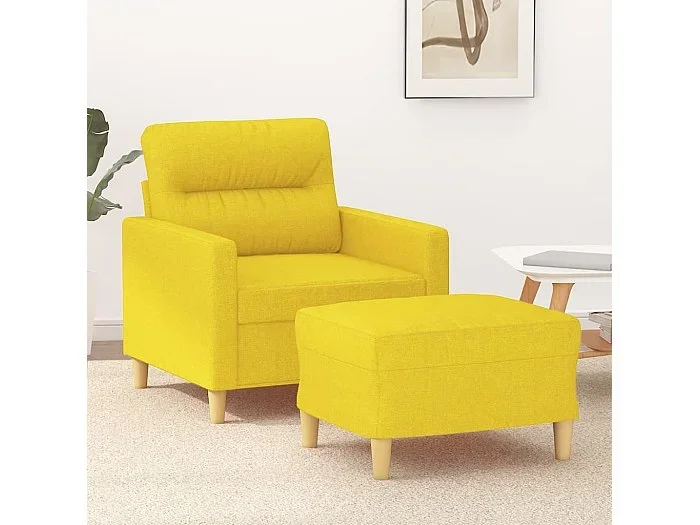 Sillón con taburete tela amarillo claro 60 cm