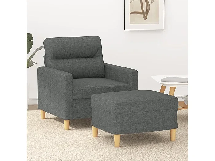 Sillón con taburete tela gris oscuro 60 cm ES48370