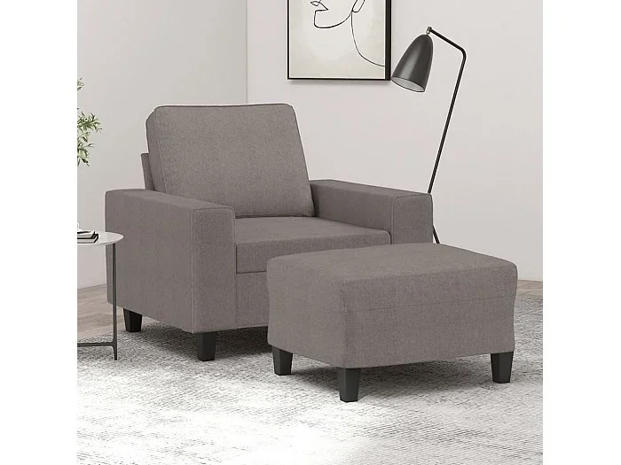 Sillón con taburete tela gris taupe 60 cm