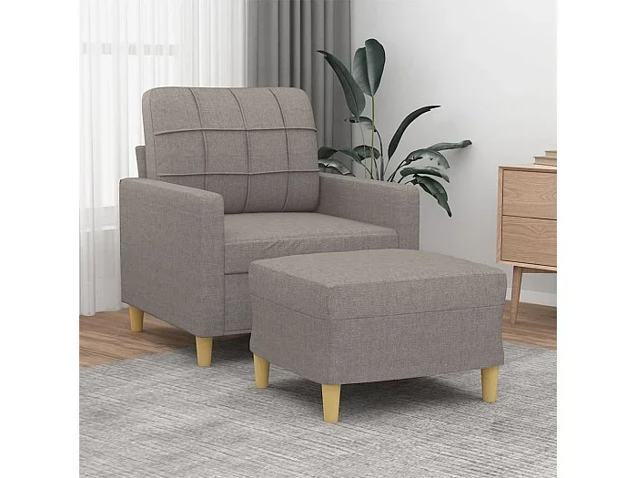 Sillón con taburete tela gris taupe 60 cm