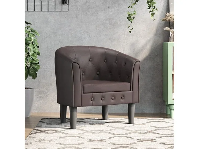 Sillón cuero sintético marrón