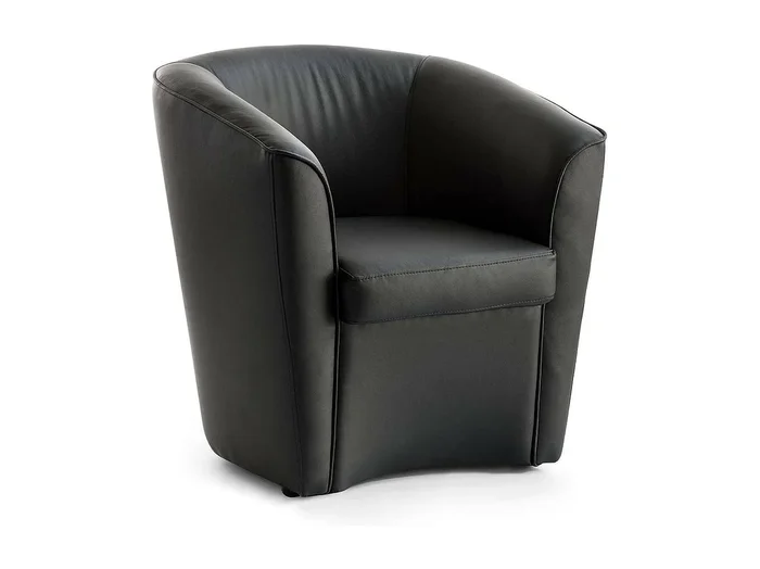 Sillón Dabbiat, Sillón, 100% Made in Italy, Sillón relax en ecopiel, 70x60h74cm, Negro
