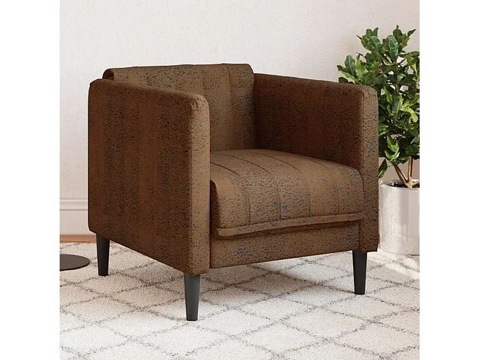 Sillón de cuero sintético de ante marrón ES496764