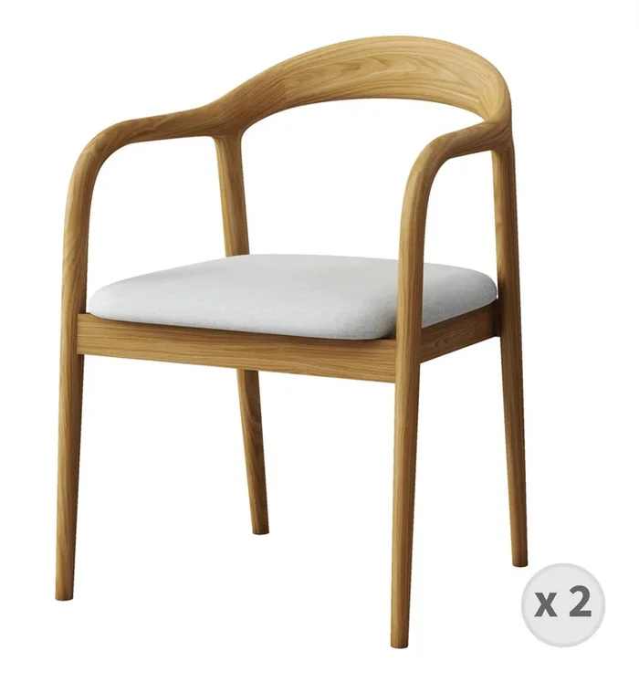 Sillón de mesa de lino natural crudo y fresno (x2)