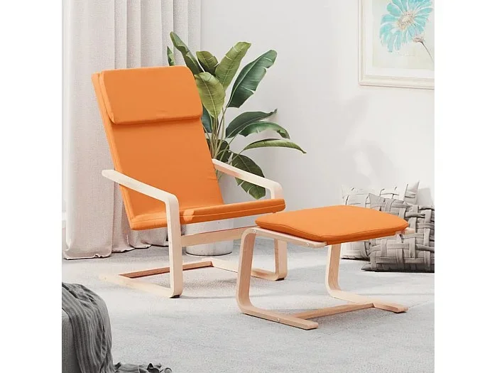 Sillón de relax con taburete tela amarillo oscuro