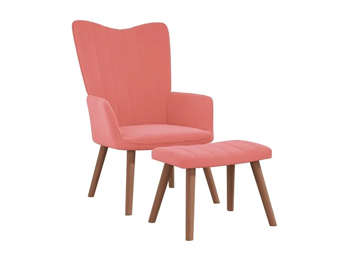 Sillón de relax con taburete terciopelo rosa
