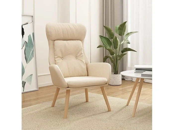 Sillón de relax de tela color crema ES224521
