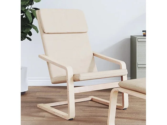 Sillón de relax de tela color crema ES54235