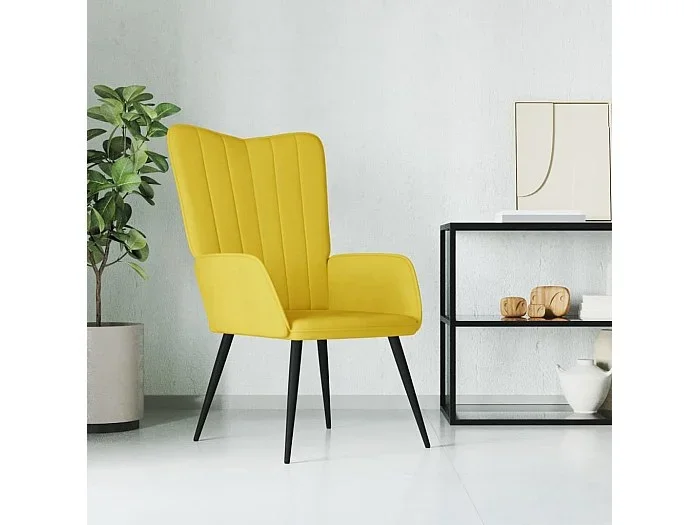 Sillón de relax de terciopelo amarillo mostaza ES753380