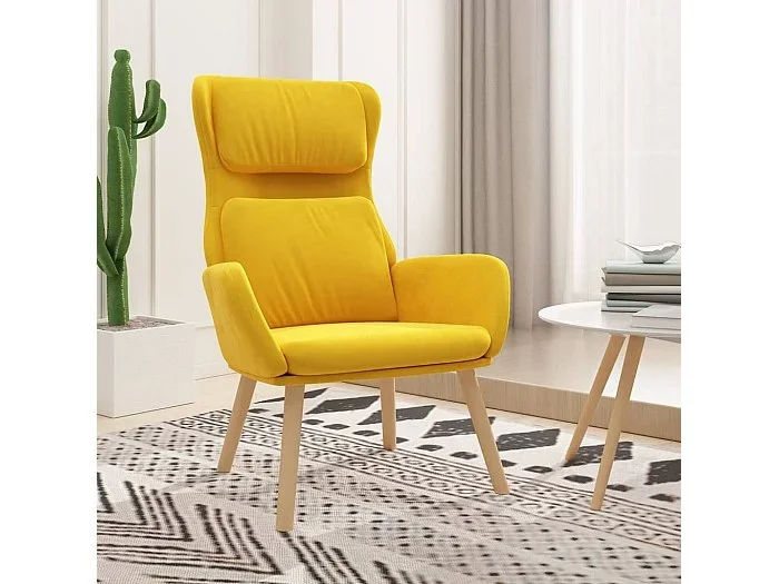 Sillón de relax de terciopelo amarillo mostaza