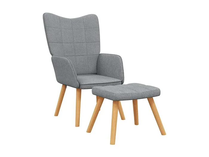 Sillón de relax Silla de relax con taburete tela gris claro SHL5069